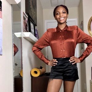 Orange Rust Button Down Top